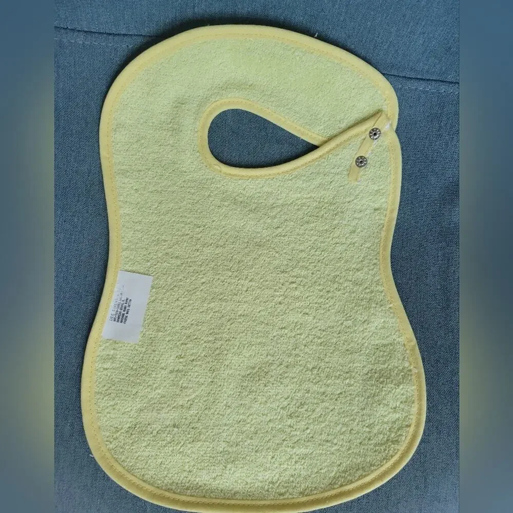 Embroidered Goose Terry Cloth Baby Bib White Yellow Vintage Inspired 2 P…